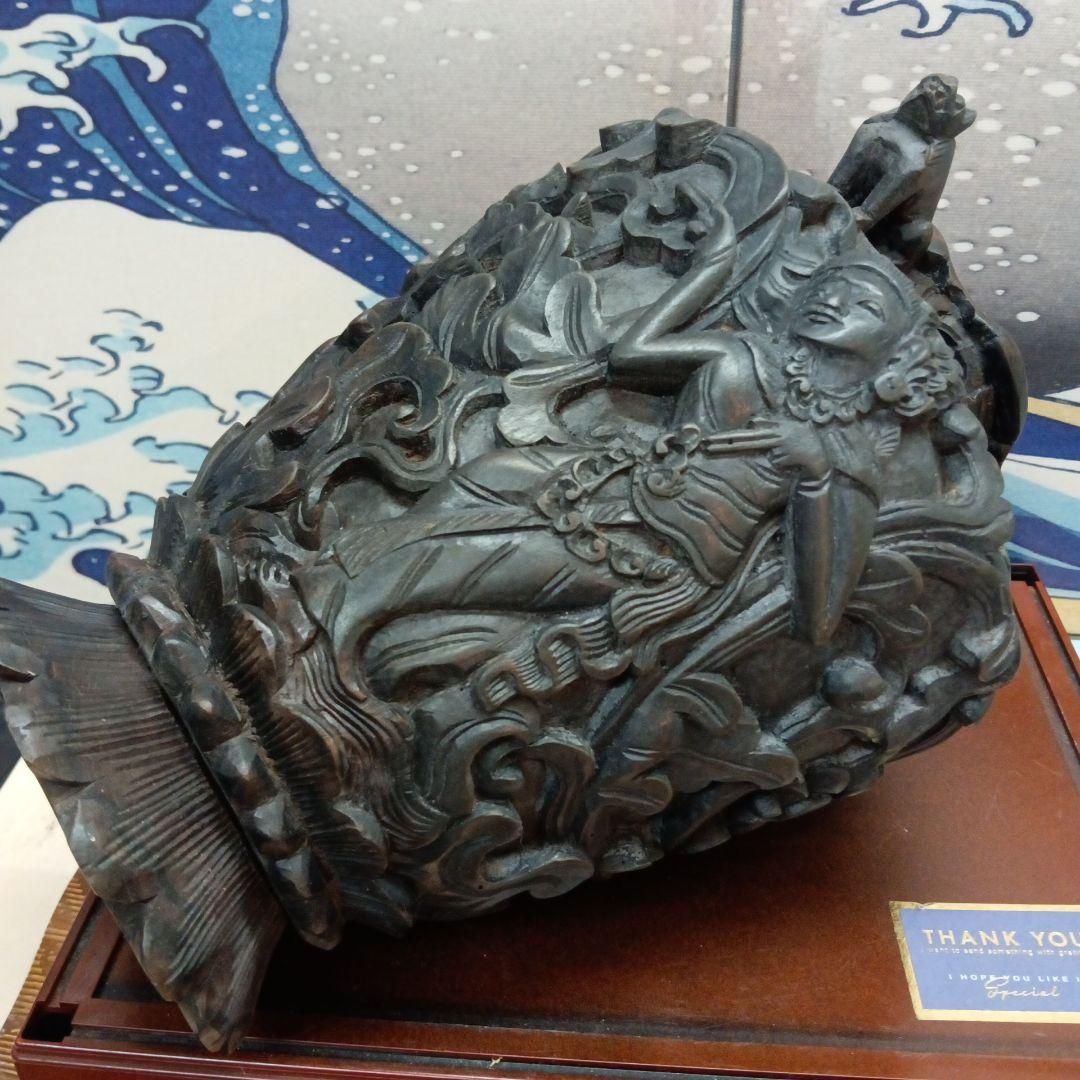 アジアン高級材海外製細密彫刻造形美術時代黒檀紫檀名家旧家蔵出し飾り