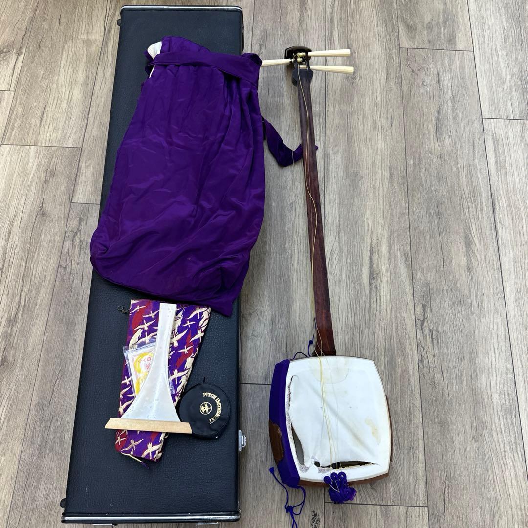 極上　糸巻　三味線　102㎝　ケース付　 東な7-1218①