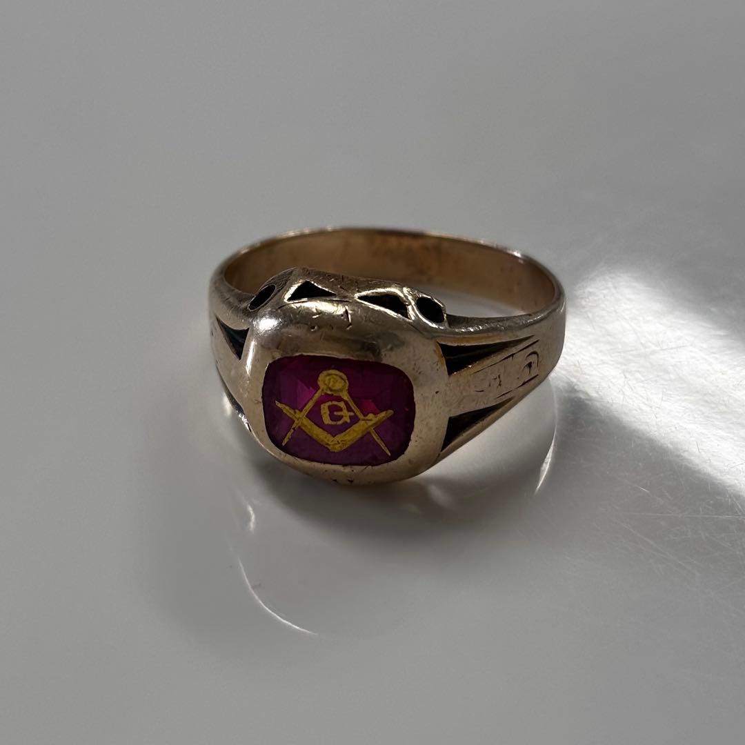 フリーメイソン ヴィンテージリング シグネットリング 21.5号 10k