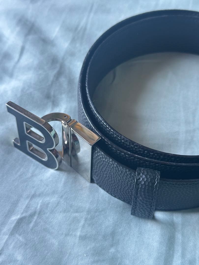 BALLY リバーシブル ベルト レザー Bロゴ ブラック