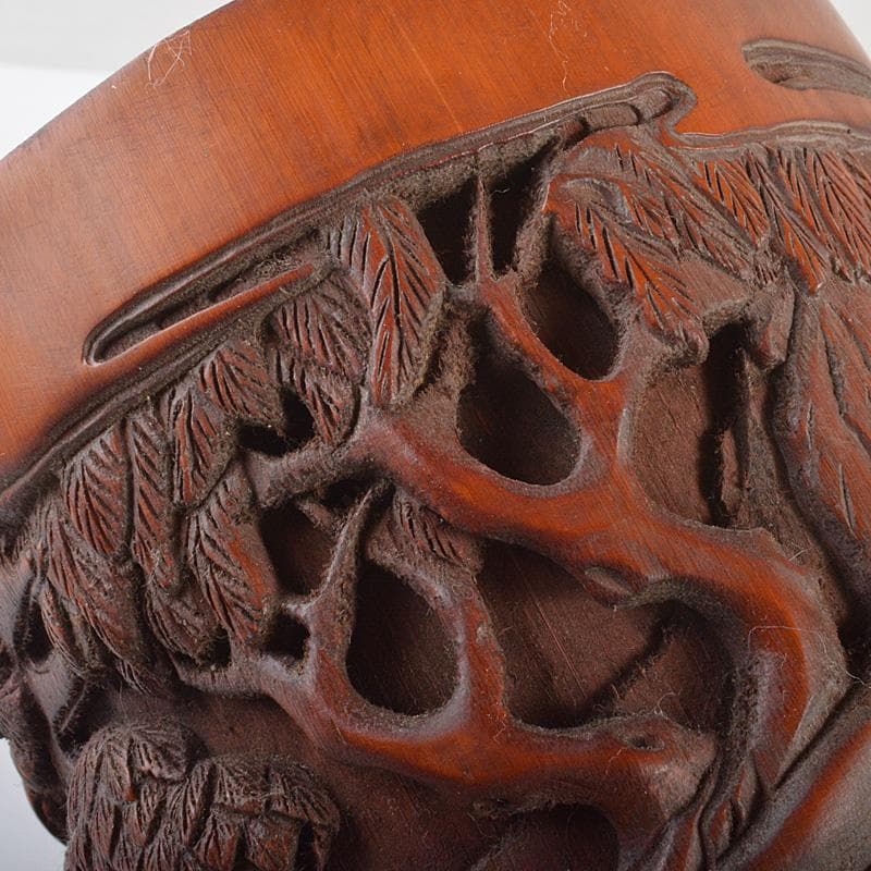 中国 乾隆御題 古竹彫刻 漢詩山水人物雕 筆筒 C R7140E - メルカリ