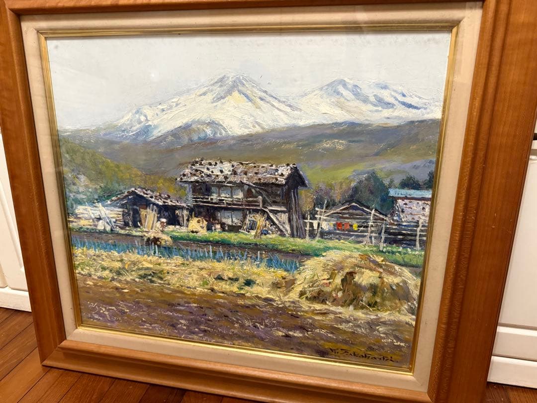50.「山麓の農家（乗鞍）」髙橋一善 油絵
