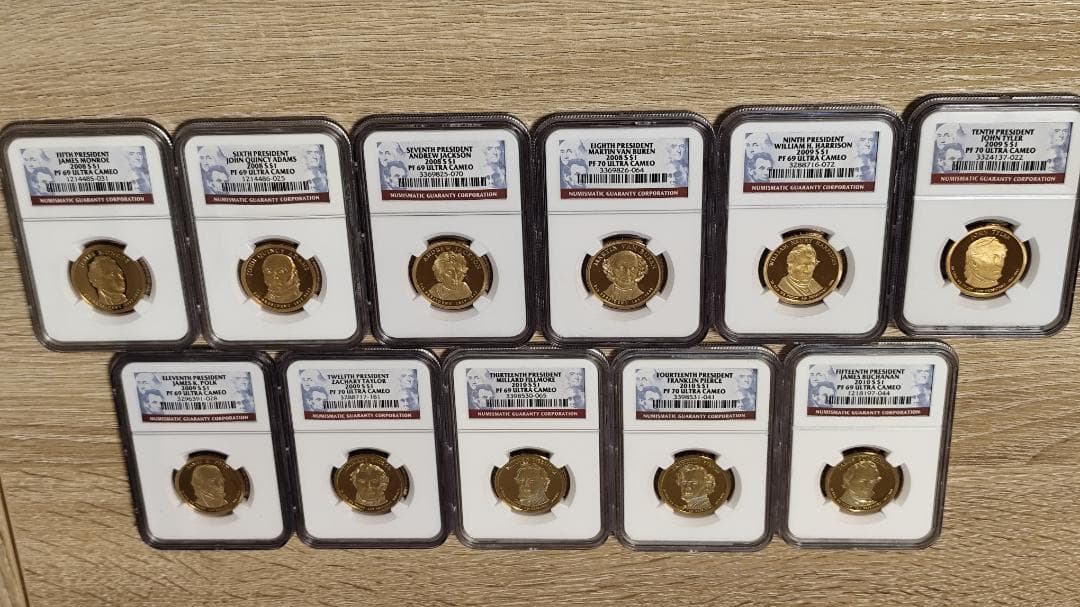 まーちゃん NGC PF69/70☆アメリカ 5-15代大統領 1ドル 2025 1 oz Silver 