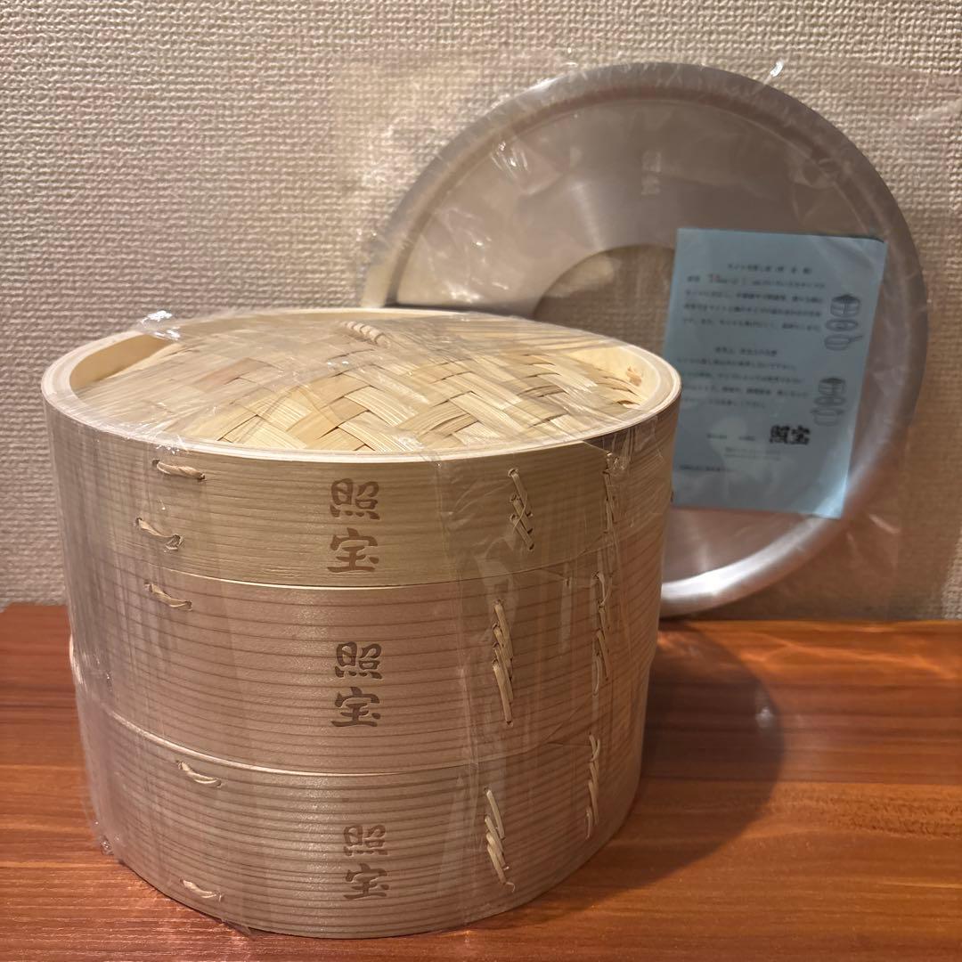 照宝 せいろ 24cm 2段 蒸し板 照宝 杉せいろ 二段 蒸し板セット24cm | 中華街 照宝