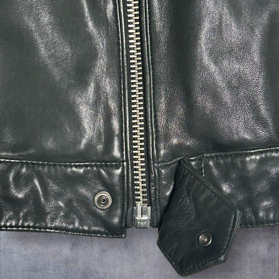 美品】ラムレザー ナノユニバース 裏地赤メッシュ ビッグジッパー