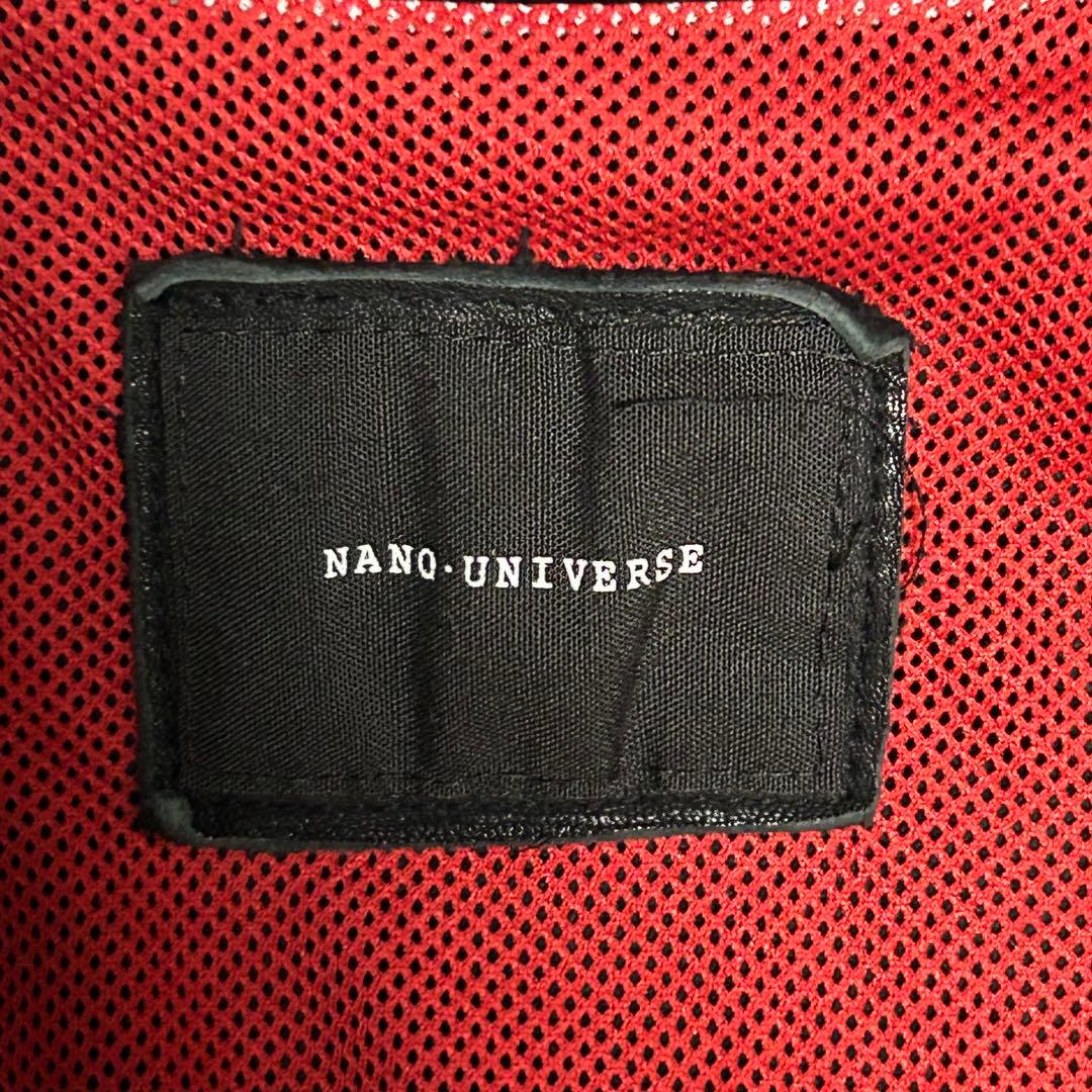 美品】ラムレザー ナノユニバース 裏地赤メッシュ ビッグジッパー