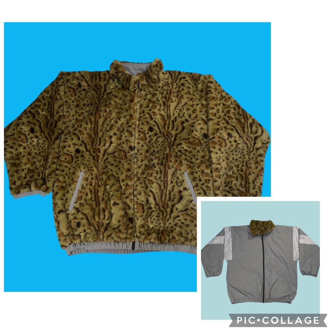 美品 Quolt リバーシブル ファー ジャケット レオパード ナイロン ライン