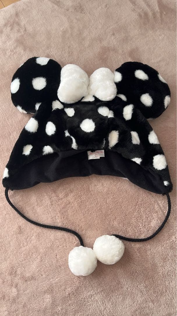 ディズニー ファンキャップ ドット ミニーちゃん 黒 水玉 平成 レア 廃盤