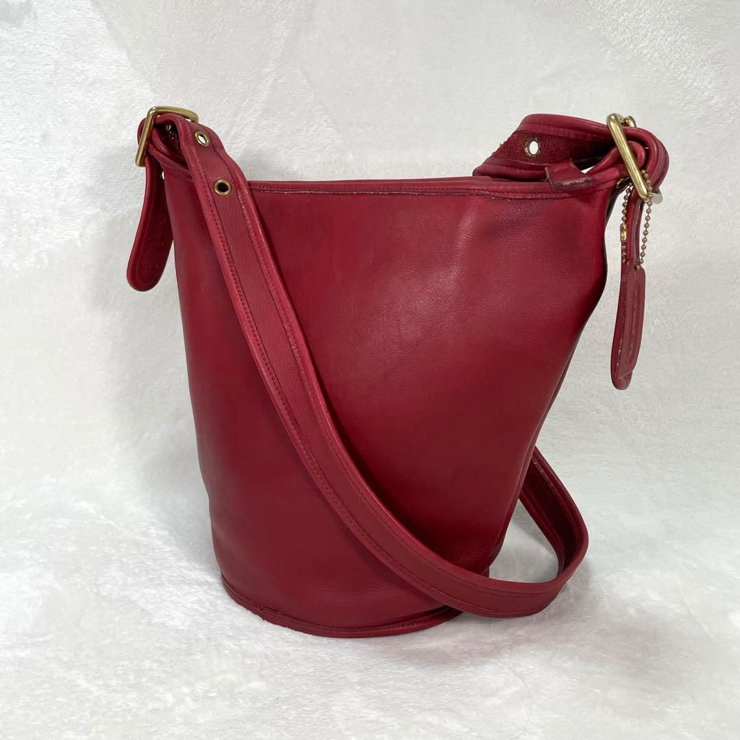 希少✨ コーチ ショルダーバッグ バケツ型 レザー 赤 9953 オールド