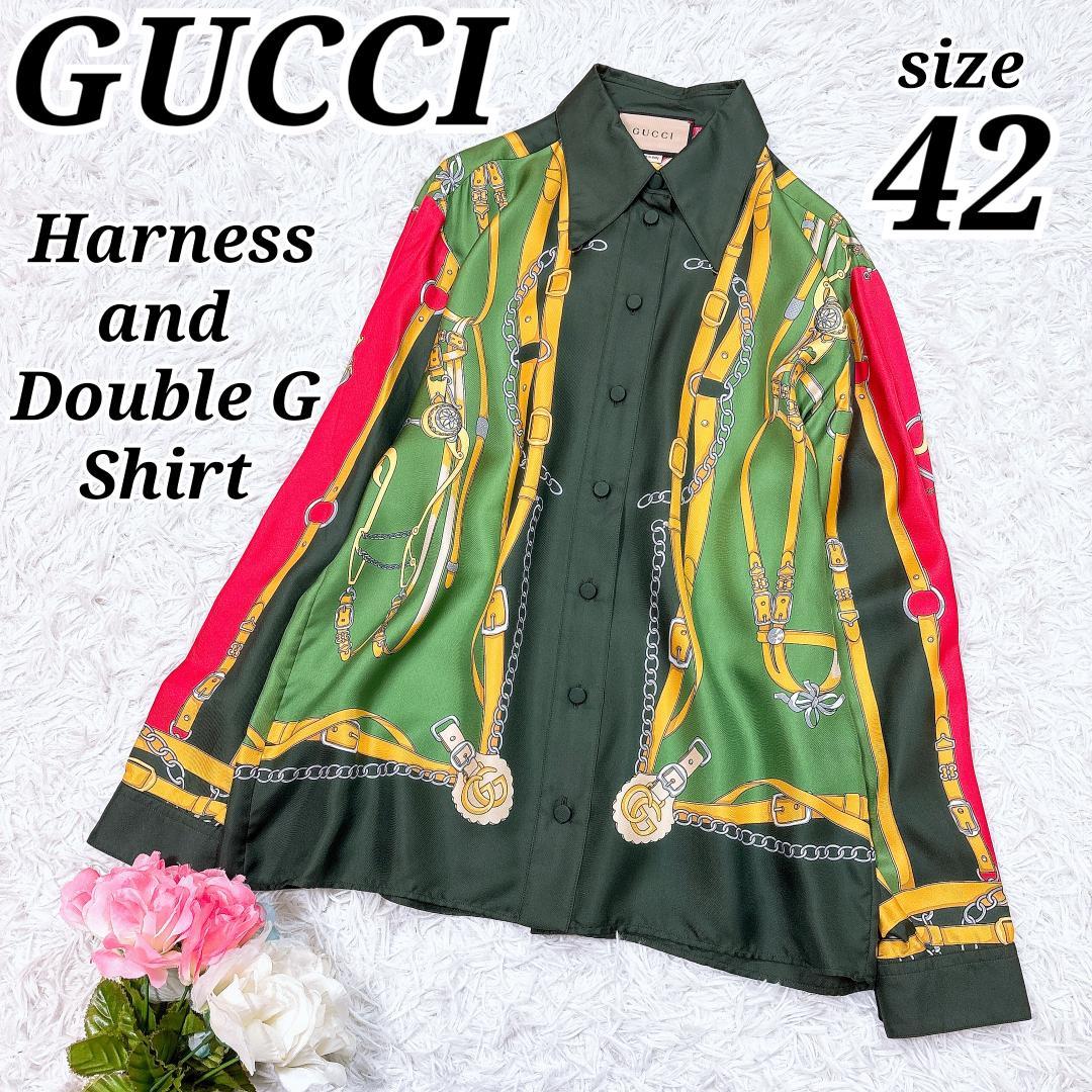 希少モデル【極美品】グッチ 総柄シルクシャツ GGマーモント 大きいサイズ 現行