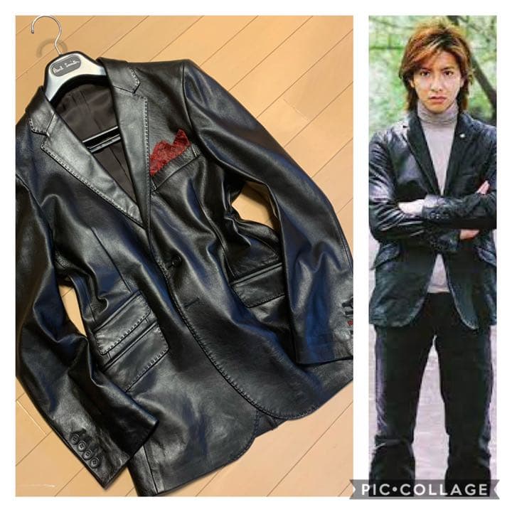 新品同様☆PSポールスミス☆羊革レザーテーラードジャケット☆M☆黒