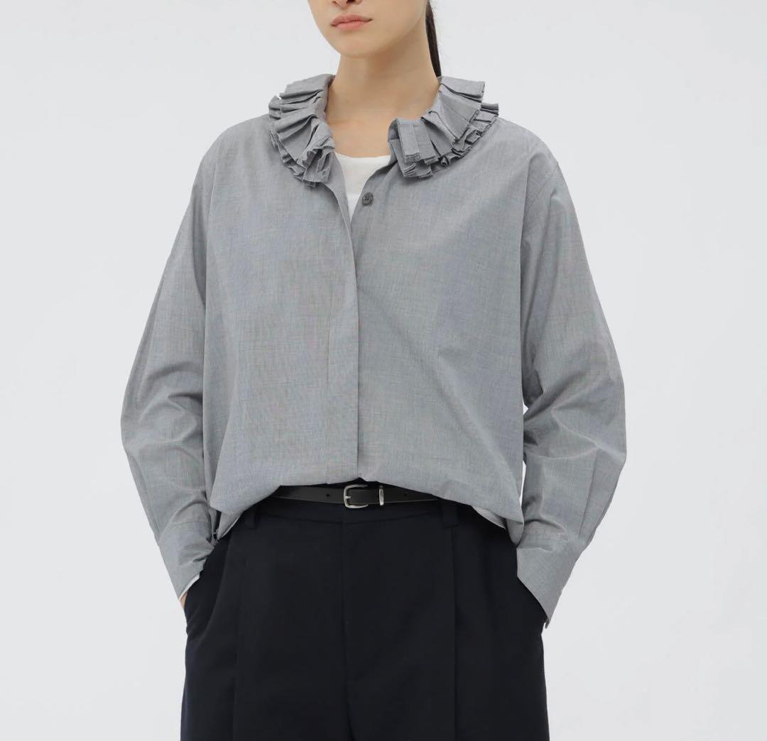 MARGARET HOWELL フリル付きシャツ サイズ1 グレー - メルカリ