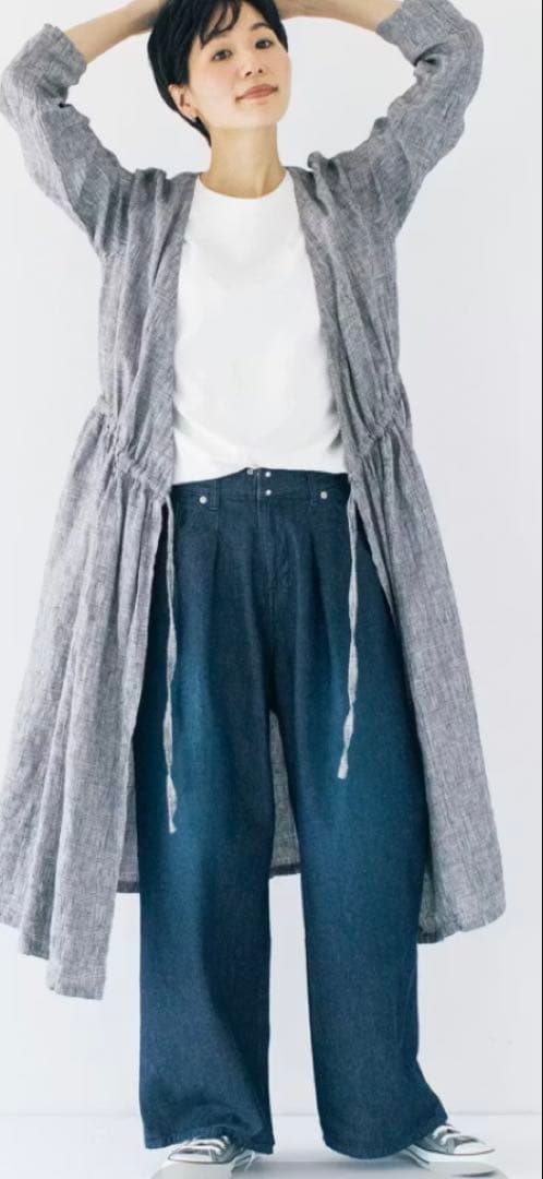 美品　北欧暮らしの道具店　すっきり見えインタックのワイドデニム　インディゴM