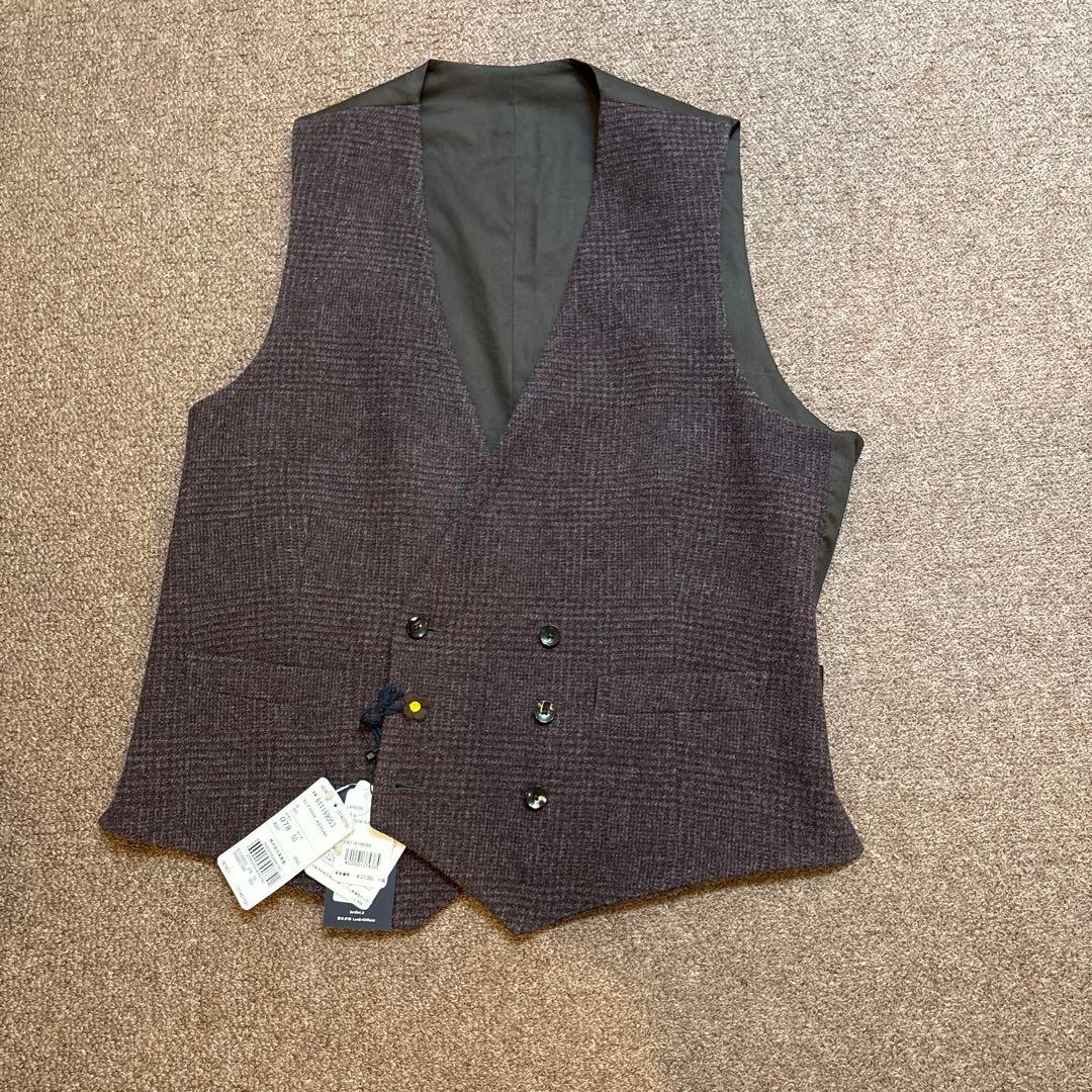 ラルディーニ　チェック柄 ダブルボタン ベスト