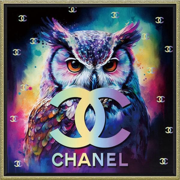 オマージュ アート ヴァイブラント ヴィヴィアン 絵画 フクロウ シャネル ロゴ Amazon.co.jp: クリスタルアート グーフォ アートパネル 86x66cm