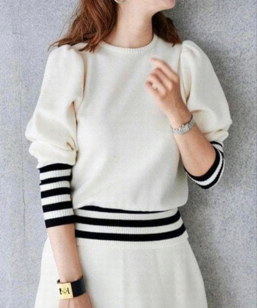 【coco】OBLI オブリ ボーダーニット パフスリーブ