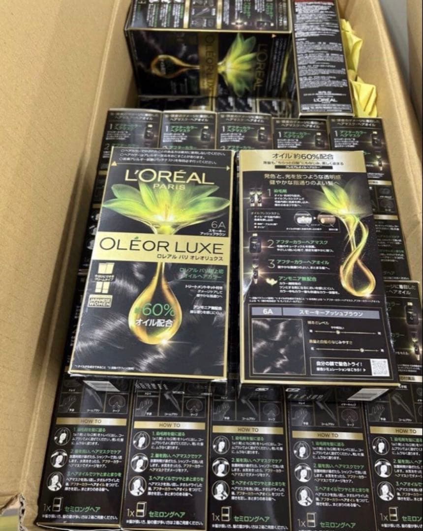 40箱 L'OREAL OLÉOR LUXE 6A スモーキーアッシュブラウン オレオリュクス 6A / ロレアル パリ(ヘアカラー, シャンプー・ヘアケア
