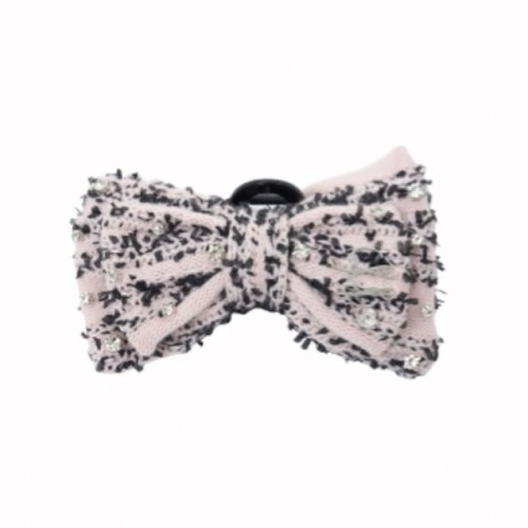 lumignon ルミニョン リボン ヘアクリップ ピンクブラック