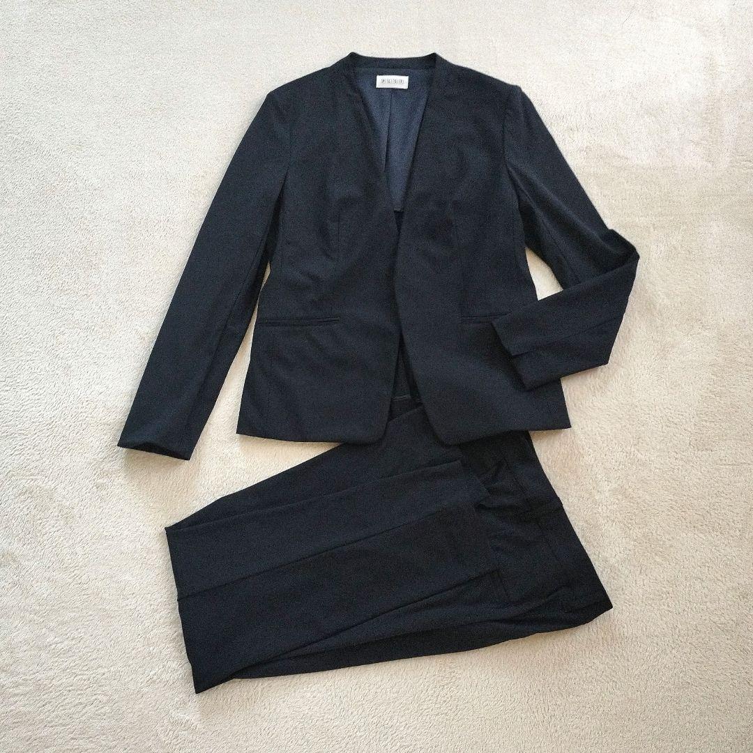 プラステノーカラージャケットパンツセットアッネイビーMサイズセレモニービジネス