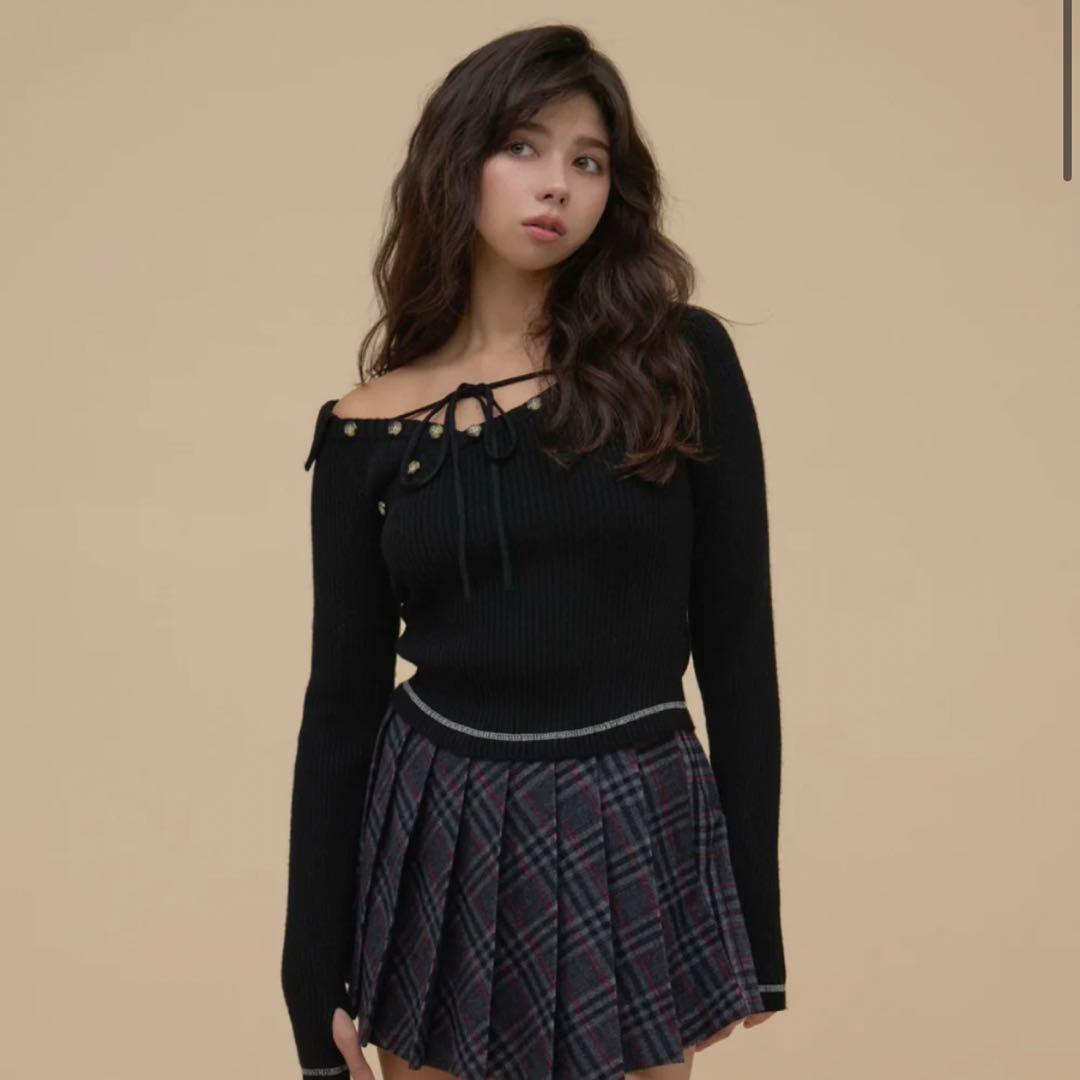 トップス Anita button knit tops andmary ANDMARY】Anita button knit tops