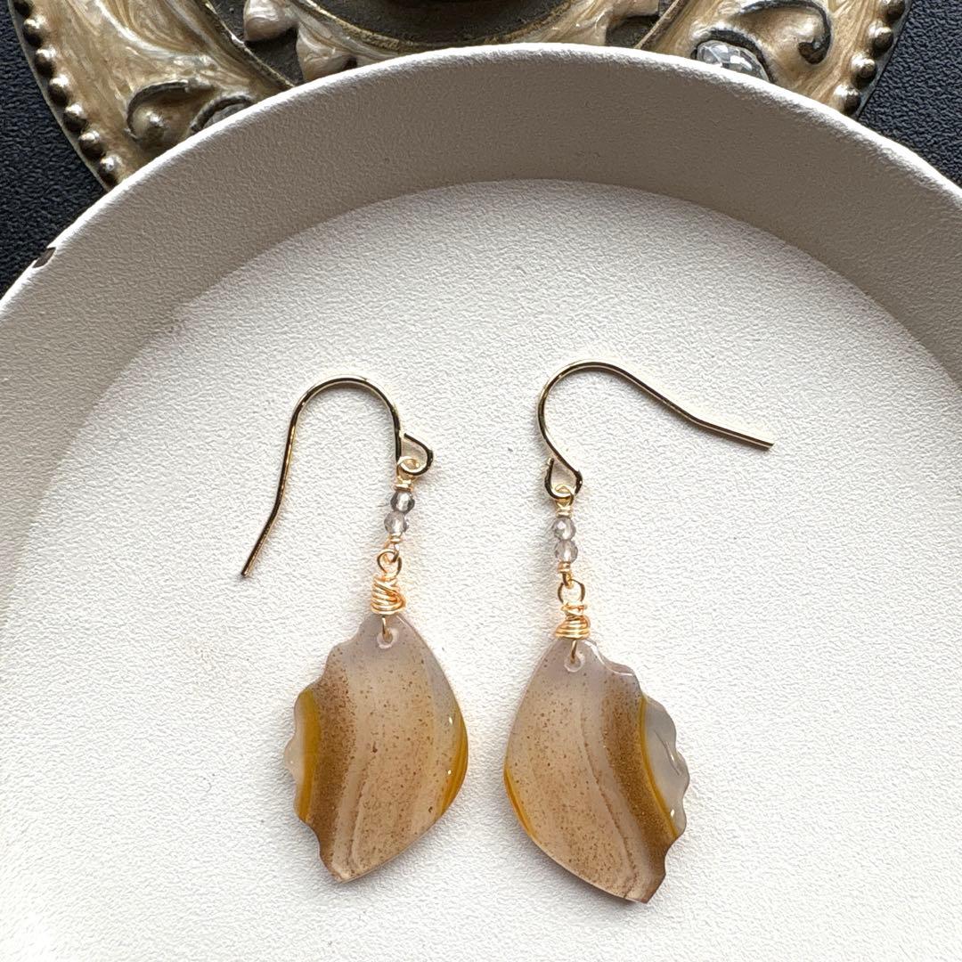 《skygray様》カーネリアンアゲートバタフライカービング②＊モスアゲート