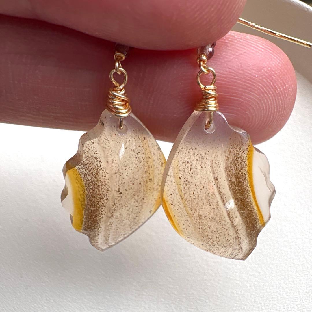 《skygray様》カーネリアンアゲートバタフライカービング②＊モスアゲート