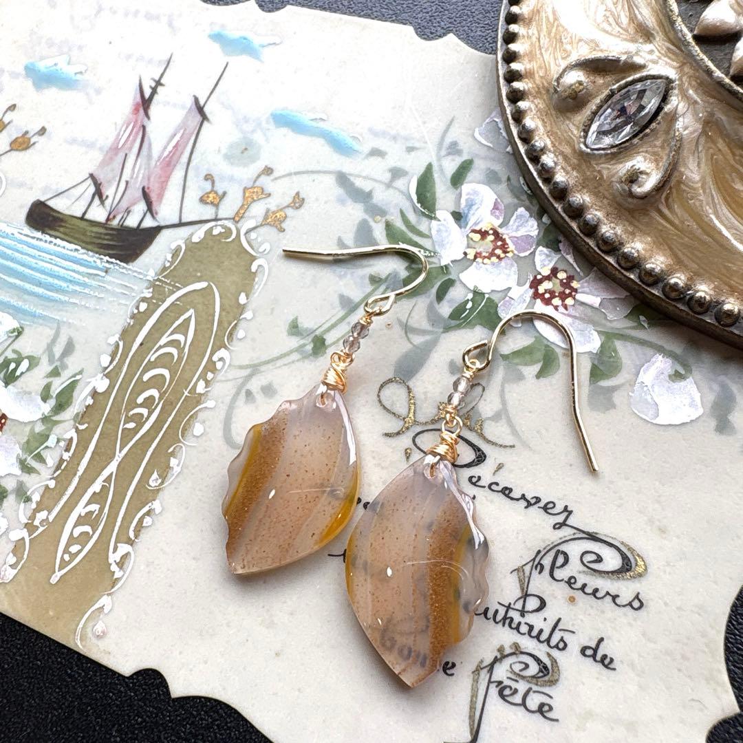 《skygray様》カーネリアンアゲートバタフライカービング②＊モスアゲート