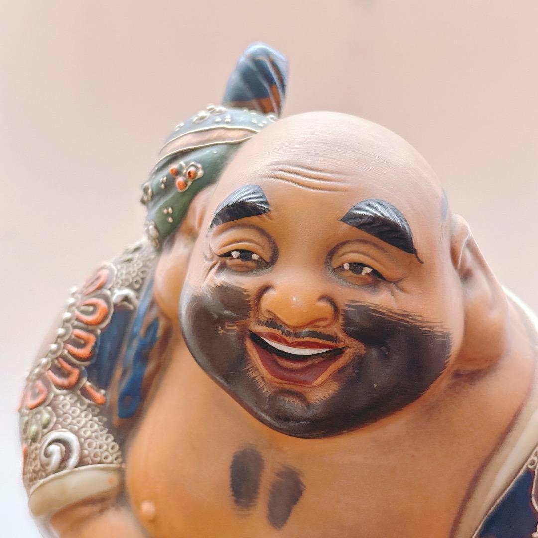 九谷焼 布袋様 七福神 縁起物 置物 布袋尊 骨董 年代物 蔵出し 昭和