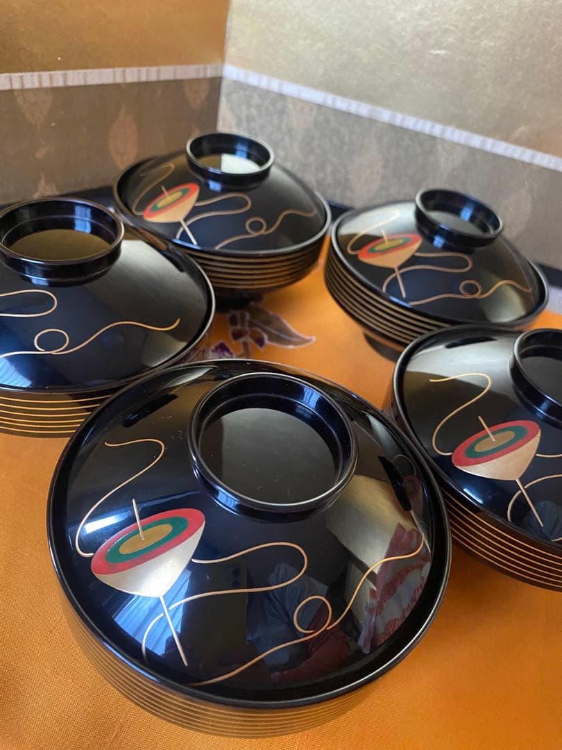 吸物椀　独楽　加賀蒔絵　五客