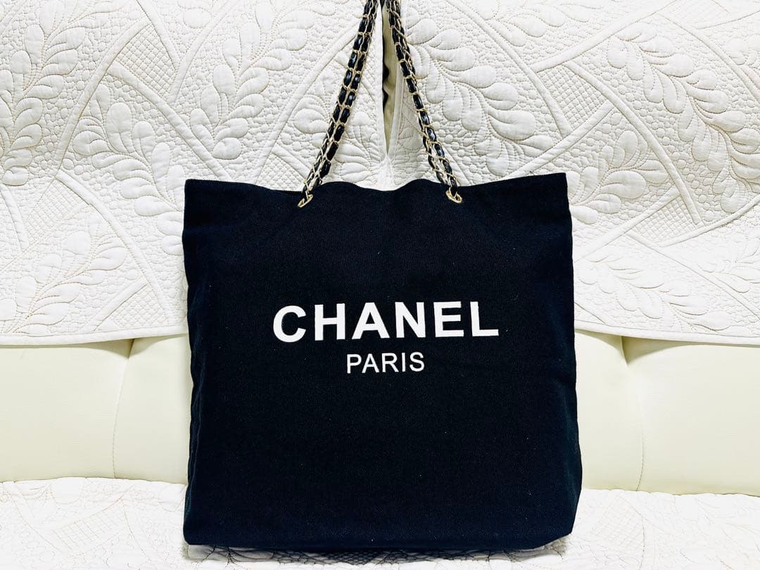 CHANELノベルティチェーン☆肩掛けトートバッグ未使用品キャンバス黒2way 楽天市場】シャネル CHANEL チェーントート バッグ 肩掛け ショルダー