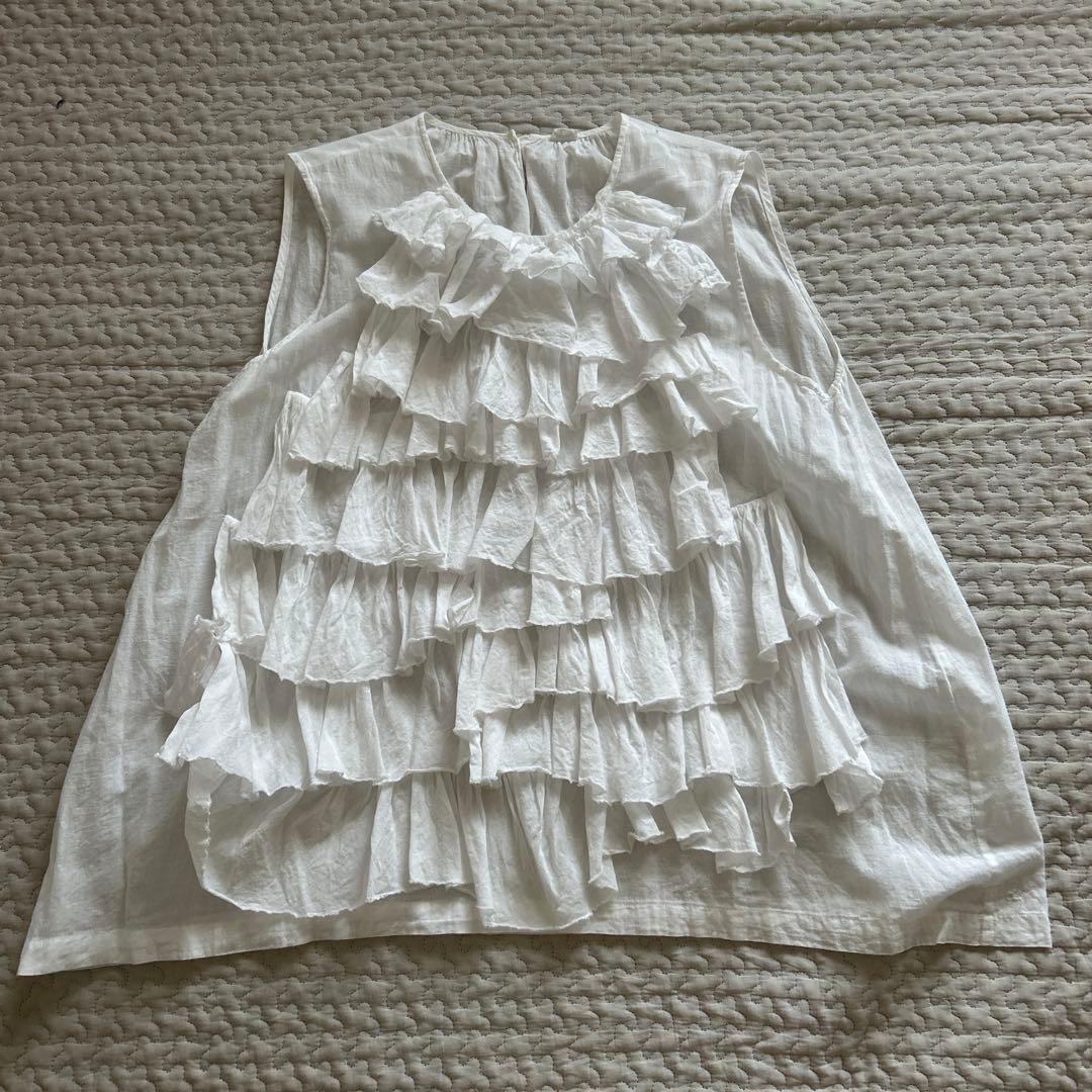 45R カディコットン　フリル　ブラウス 45Rインドカディのチュールフリルブラウス: WOMEN｜45R