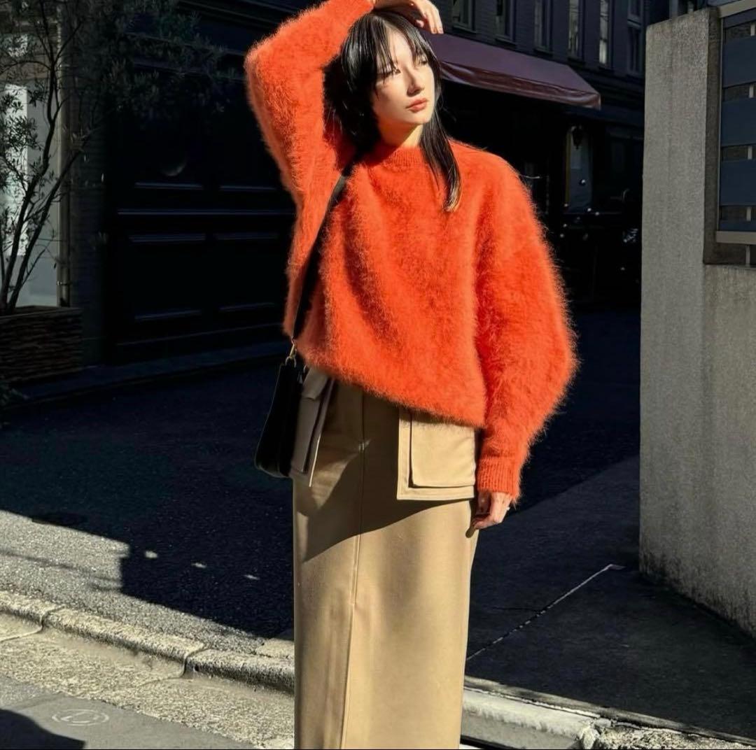 CLANE オレンジ アンゴラニットセーター