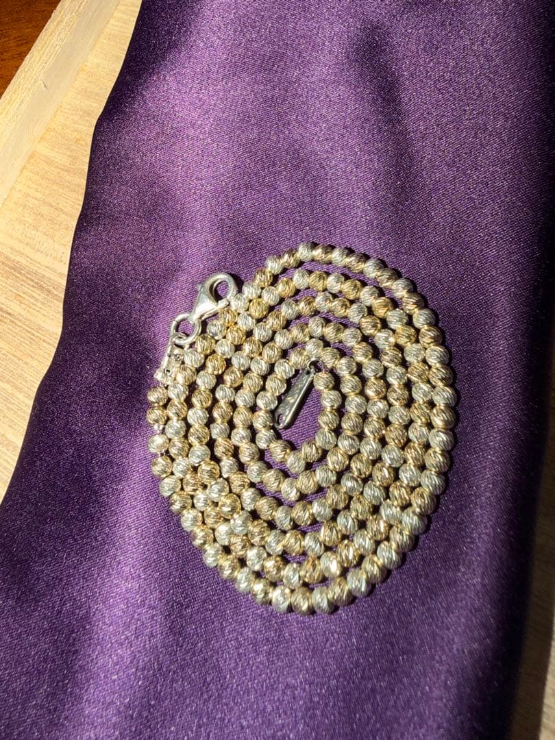 S925&14Kゴールドフィルドダイヤモンドカットビーズネックレス