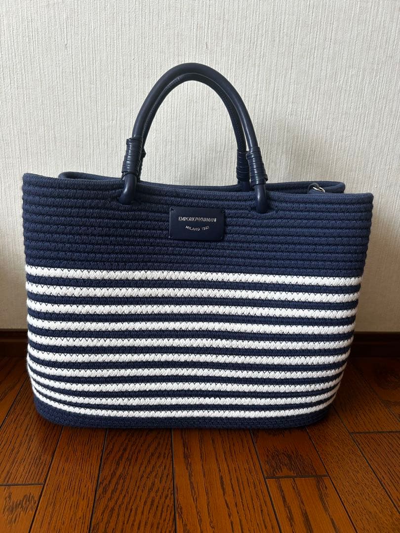 EMPORIO ARMANI ストライプ トートバッグ EMPORIO ARMANI (エンポリオアルマーニ) ロゴ ストライプ トートバッグ