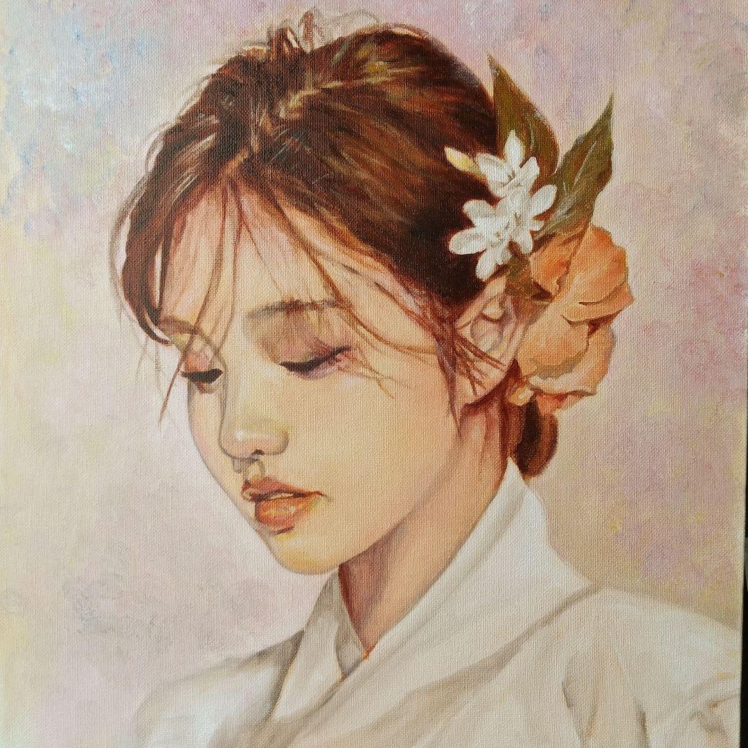 女性の肖像 油彩画 8号 F8 油絵 人物画#5 - メルカリ