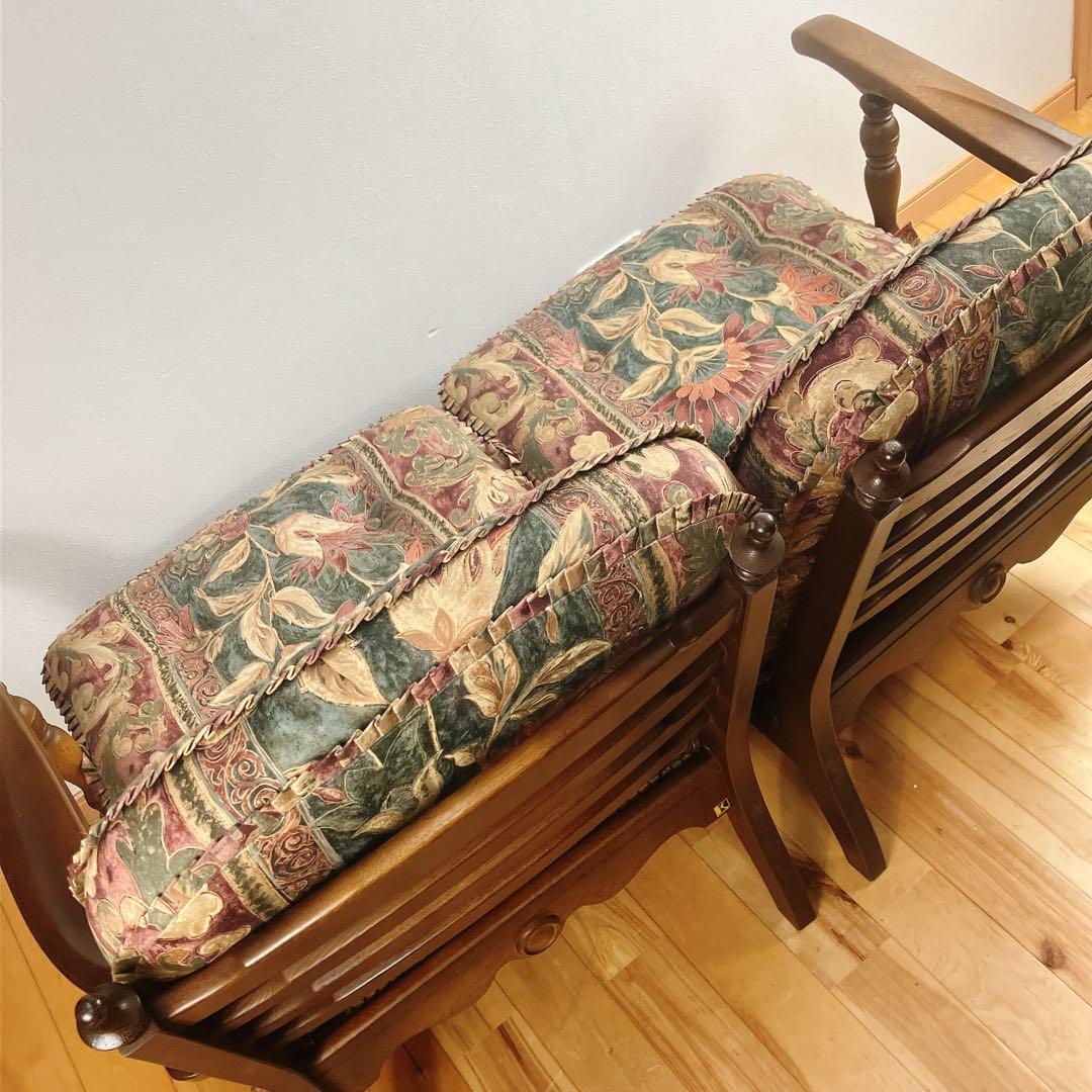 美品 飛騨産業 キツツキ 穂高 花柄 2人掛けソファ 2P、二人掛け 定価24