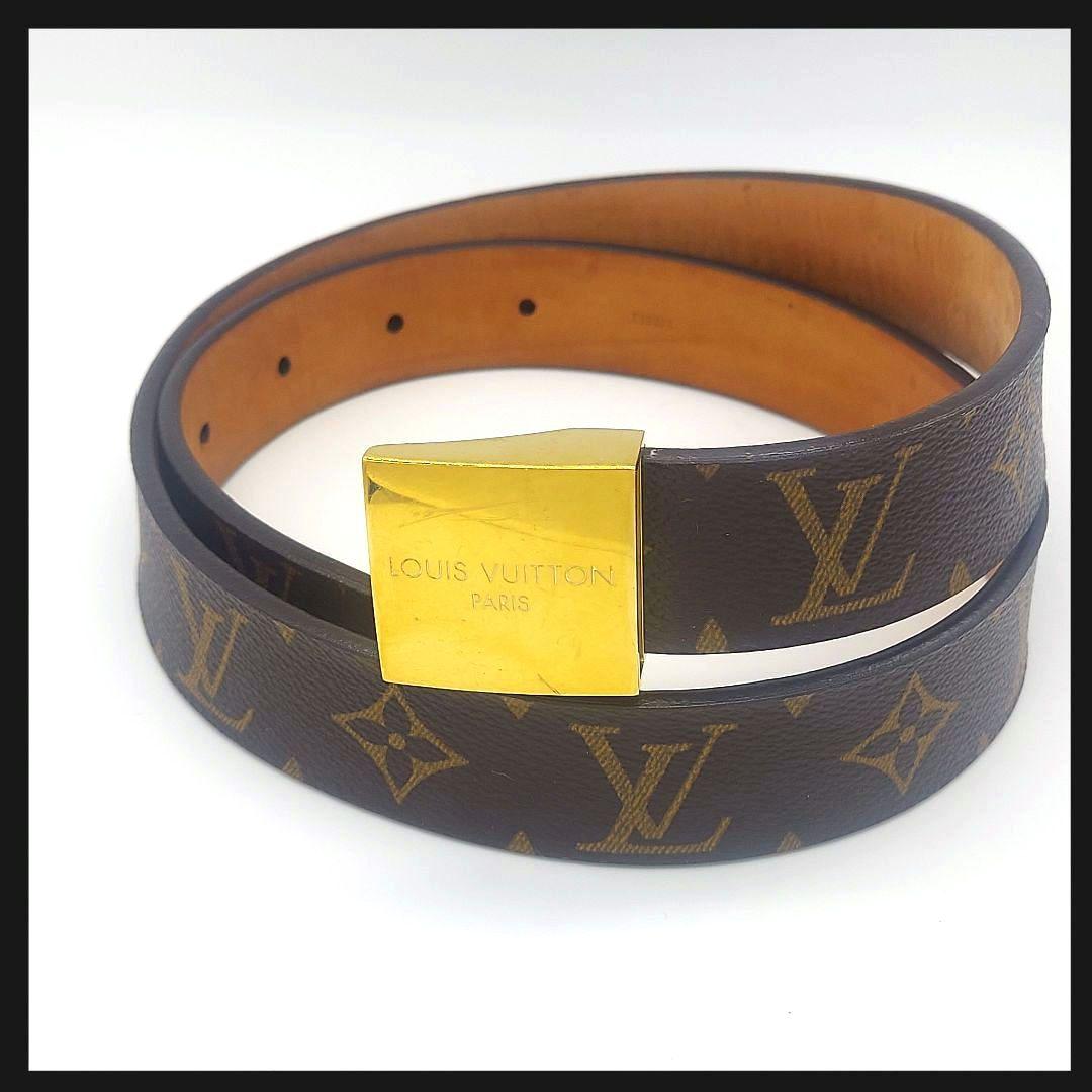 Louis Vuitton モノグラムサンチュールキャレ レザーベルトM6800