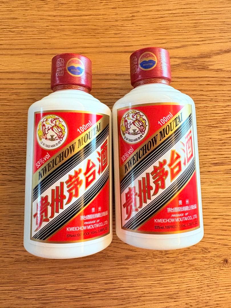 Kweichow Moutai 焼酎 100ml 2本セット 貴州茅台酒 貴州茅台酒(マオタイ酒) 天女ラベル 2021年 箱付 正規品 白酒 53