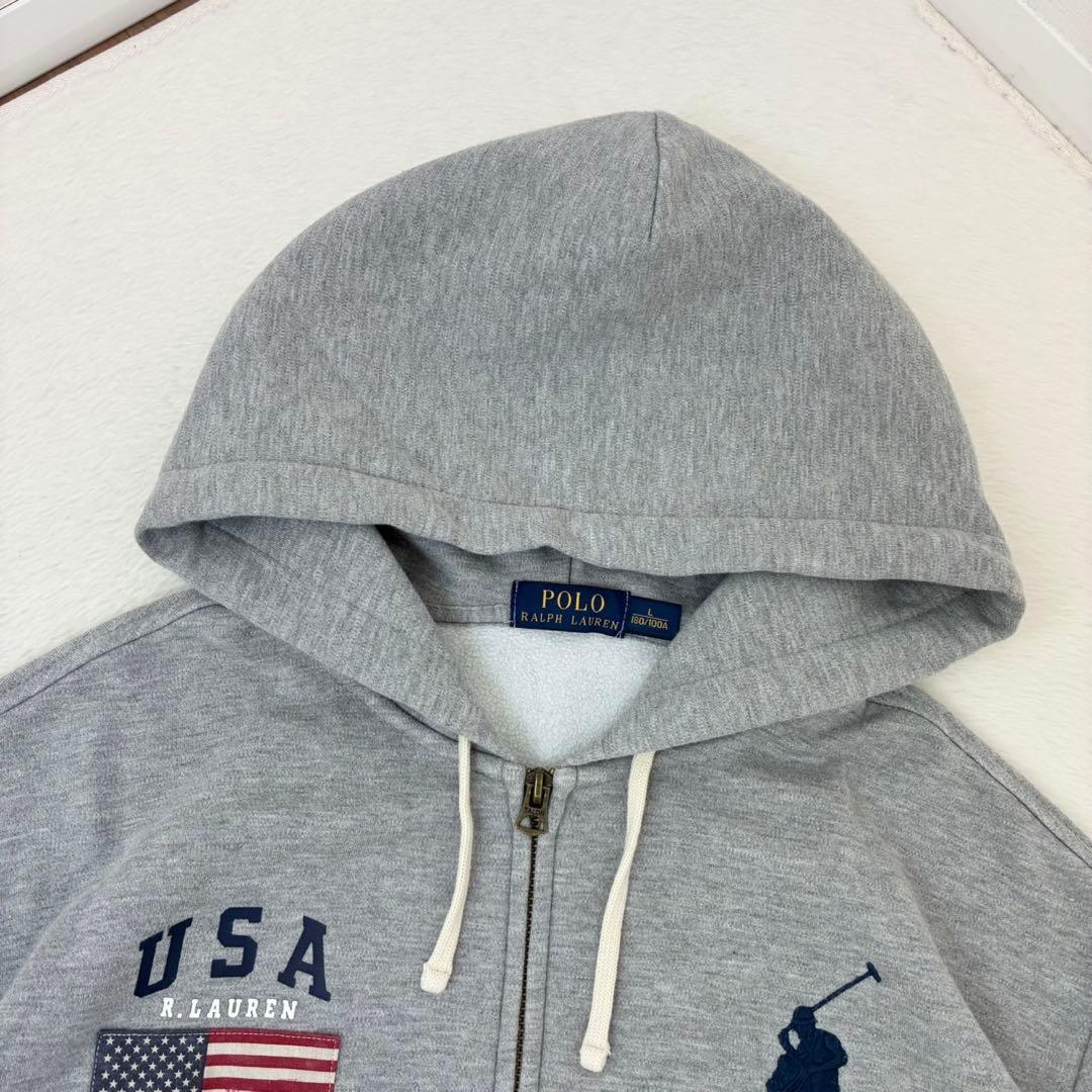 ✨美品✨ ポロラルフローレン パーカー ビックポニー 星条旗 グレー L