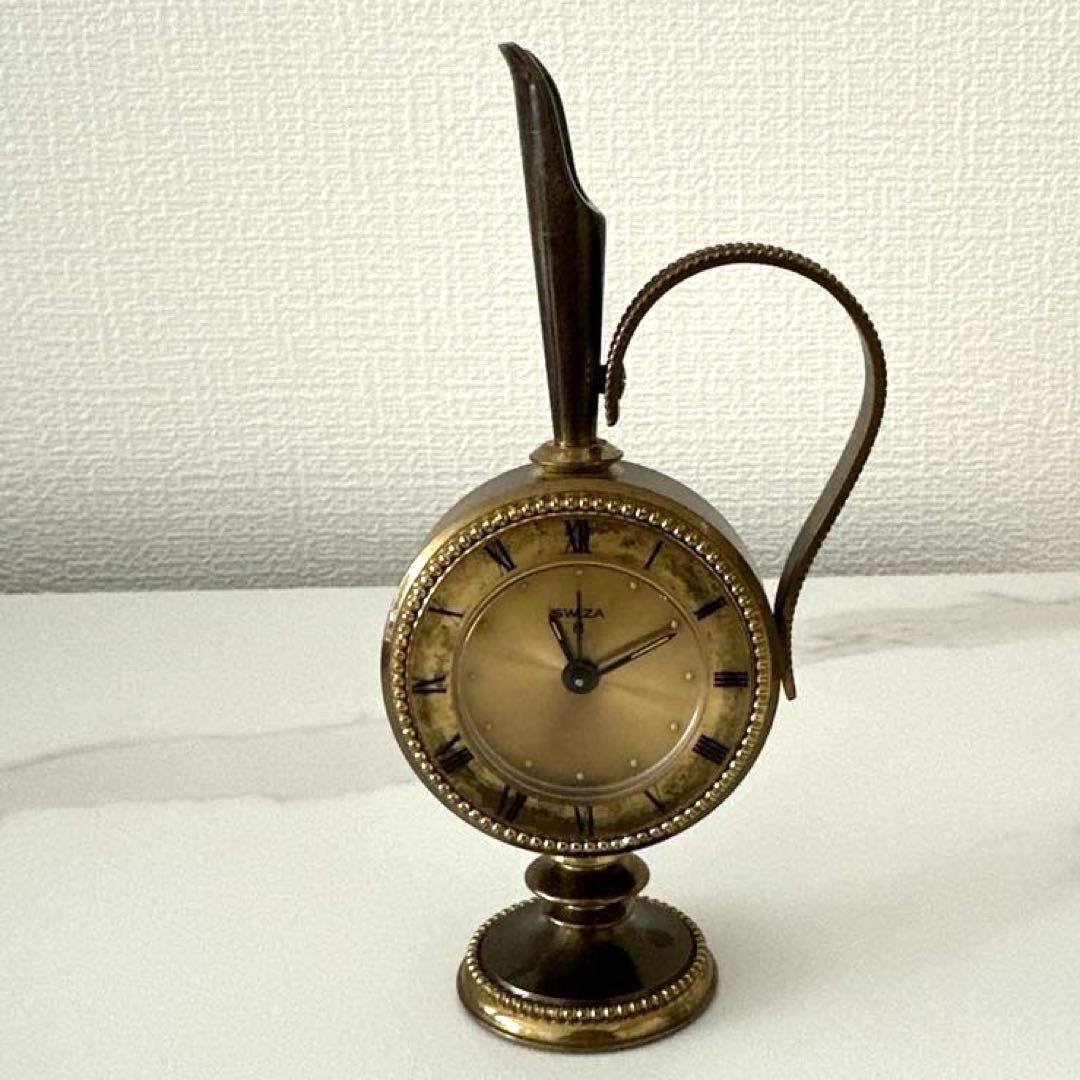 SWIZA 8 置き時計　手巻き式　アラーム付き　真鍮 スイス製　ヴィンテージ