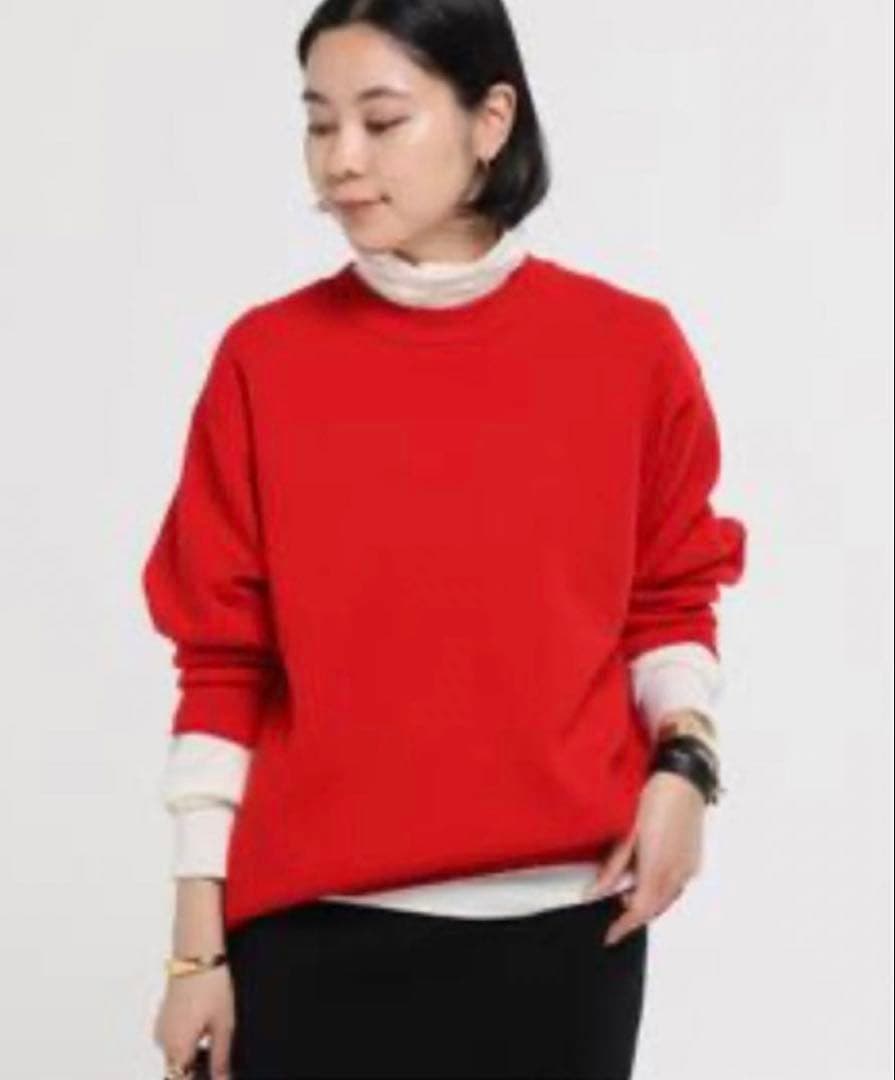 美品　ap studio ベーシッククルーネックニット⭐︎赤