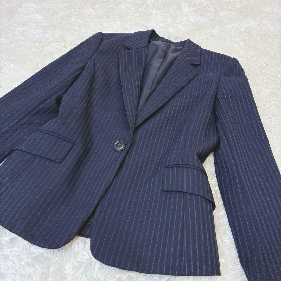 グリーンレーベルリラクシング スカートスーツ ブラック M ストライプ