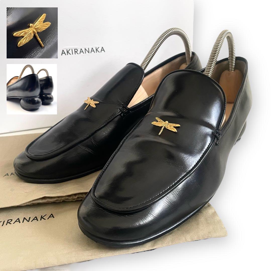 AKIRANAKA アキラナカ ローファー パンプス トンボ ゴールド金具 黒