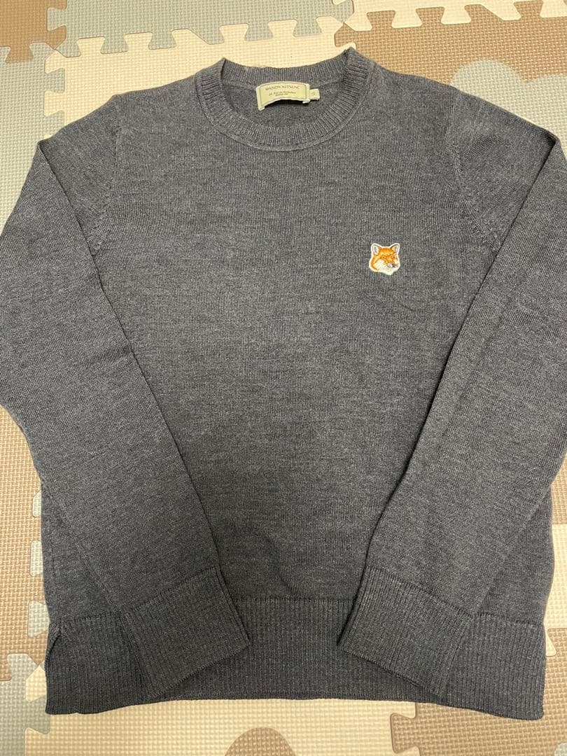 MAISON KITSUNE ウールニット グレー 刺繍 XS