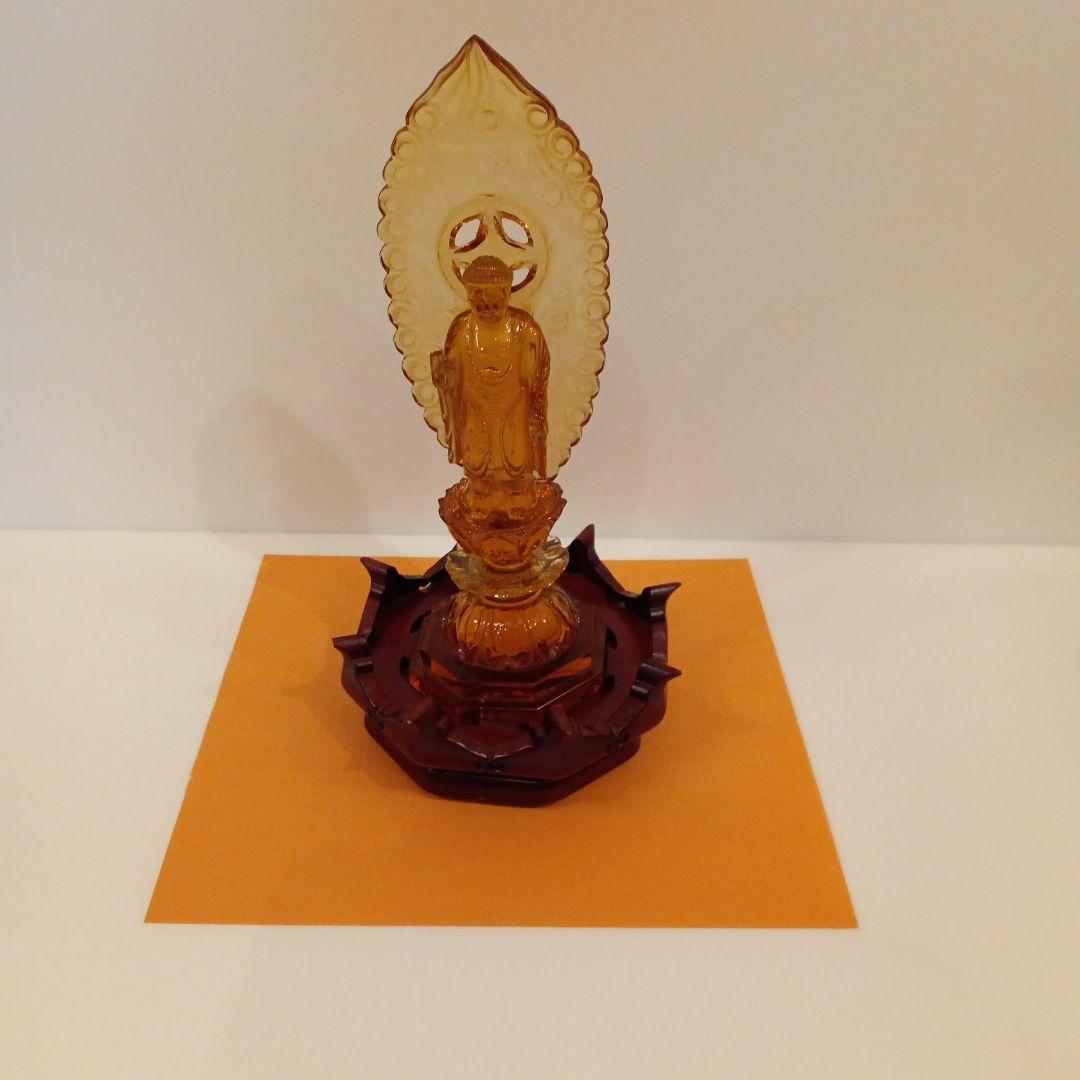 原材料瑪瑙　仏像 花形台座付き