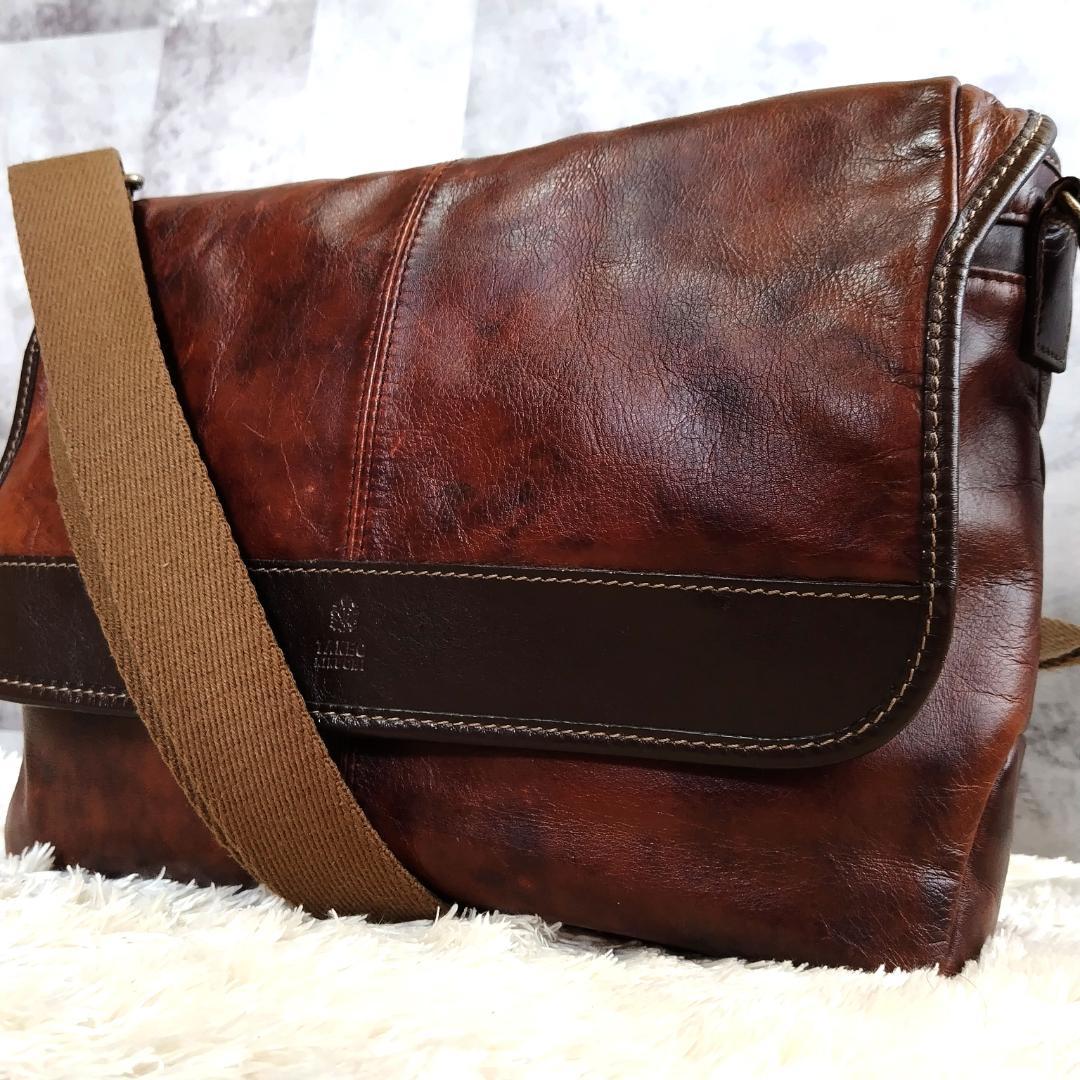 タケオキクチ×イケテイ メッセンジャーバッグ 本革 ダークブラウン A4収納