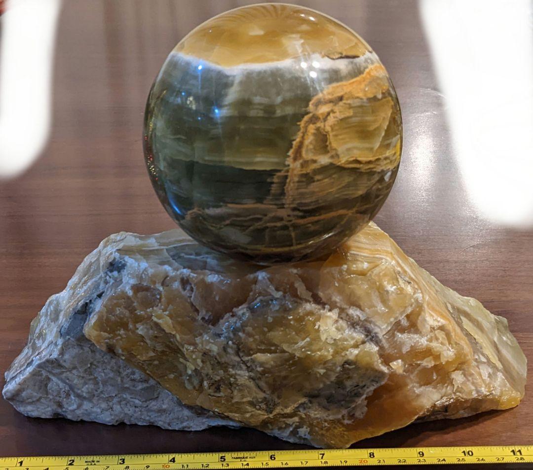 瑪瑙 メノウ 水晶 玉 土台 セット 2.4Kgペア水晶トレジャーメノウ[T604-7176]