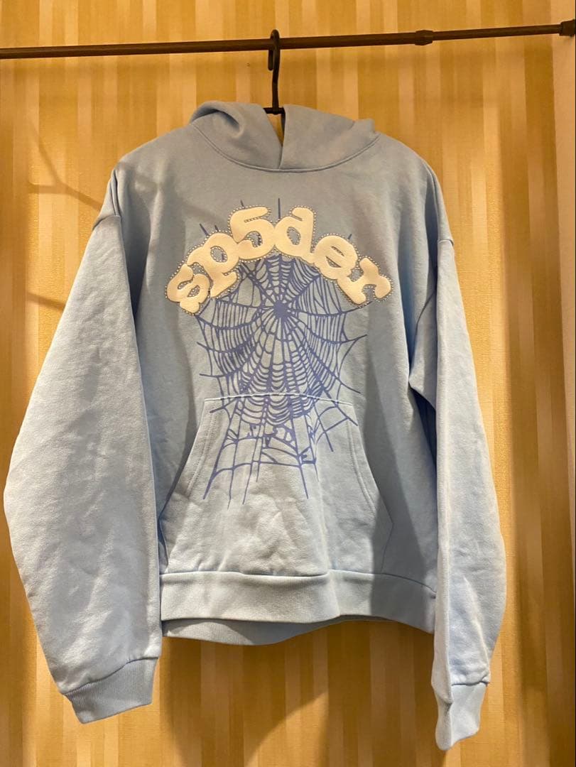 sp5der パーカー ライトブルー水色