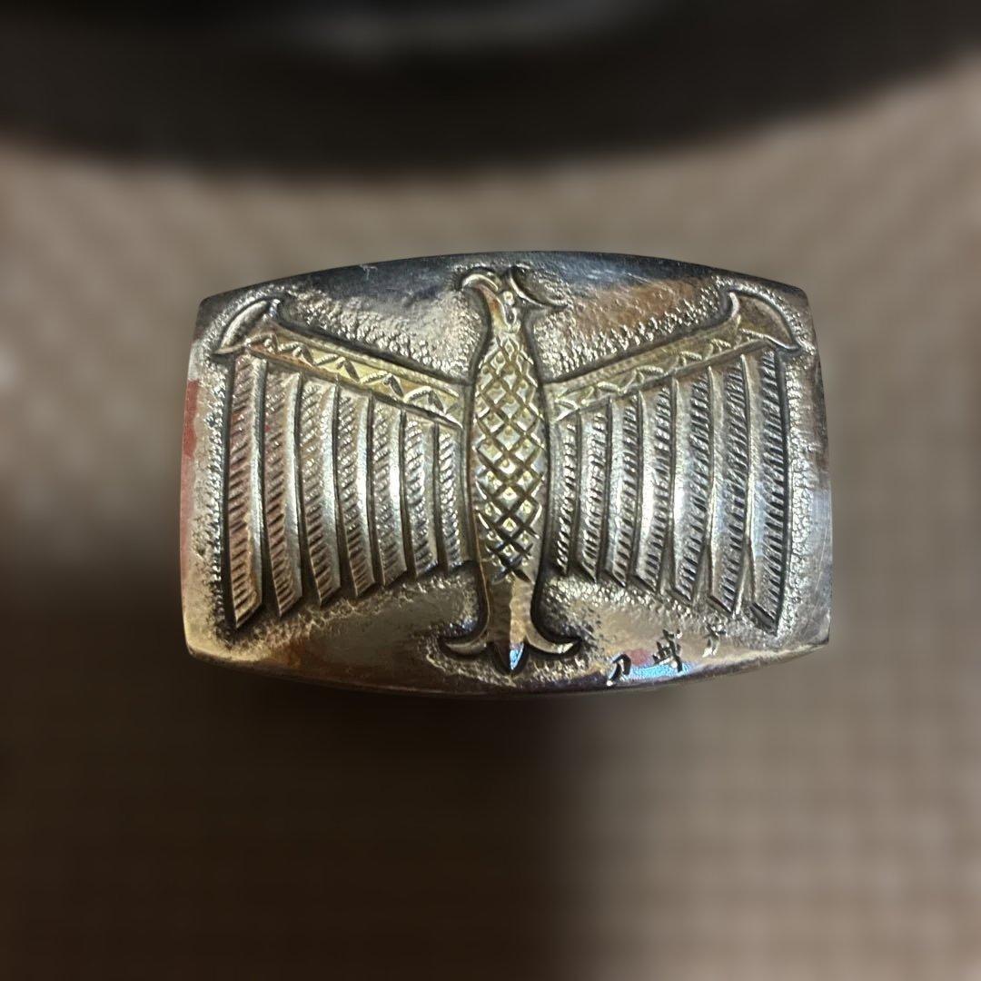 鷲デザインのレザーベルト　シルバー銀製950