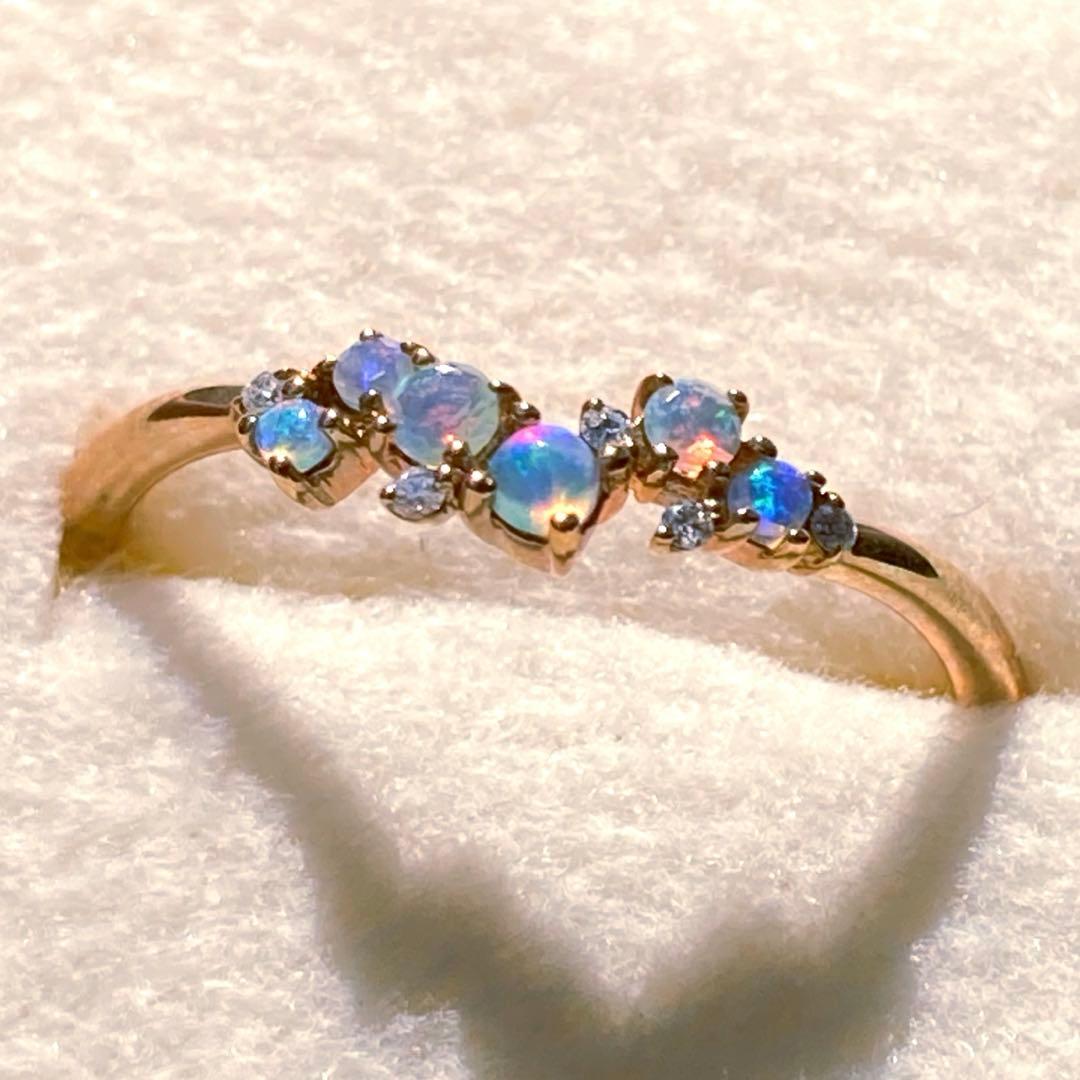 [3]sowi K10 オパール　ダイヤモンドリング